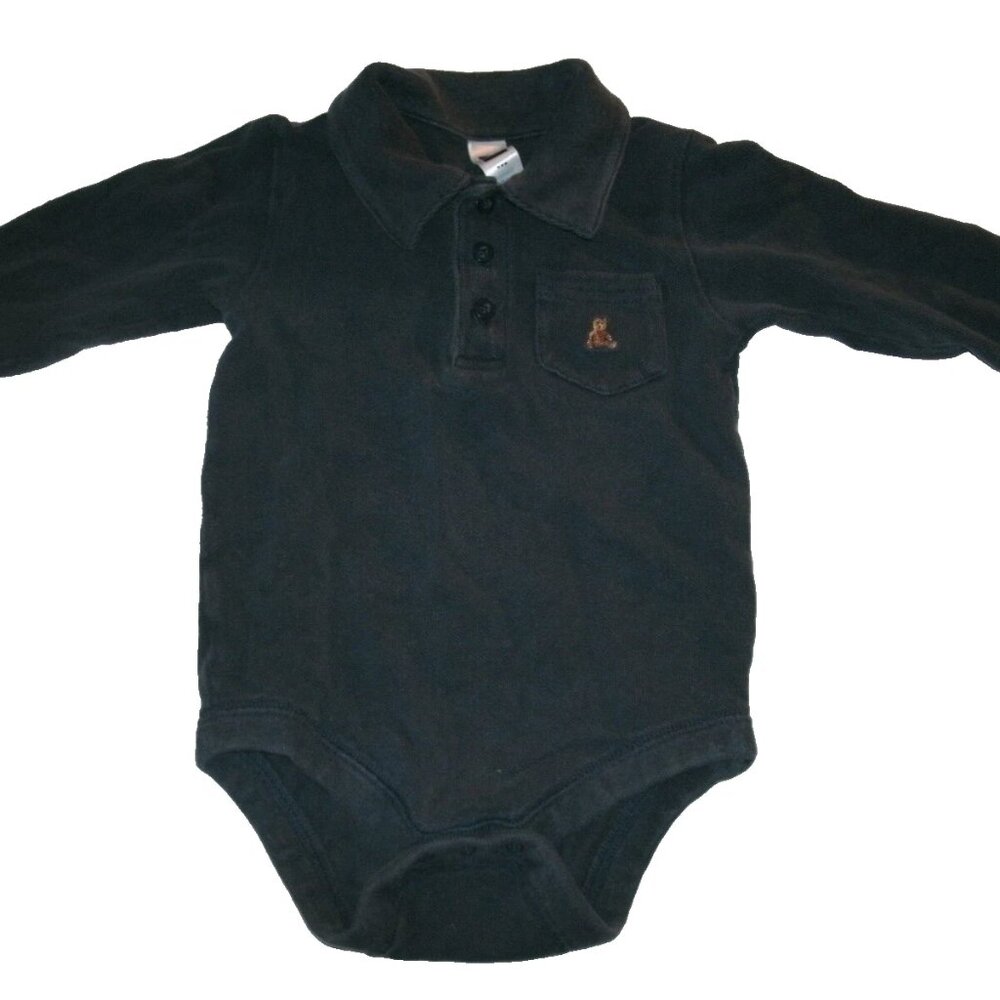 Baby Gap Boys Bodysuit Navy Blue Long Sleeve Polo One Piece 6-12 Months